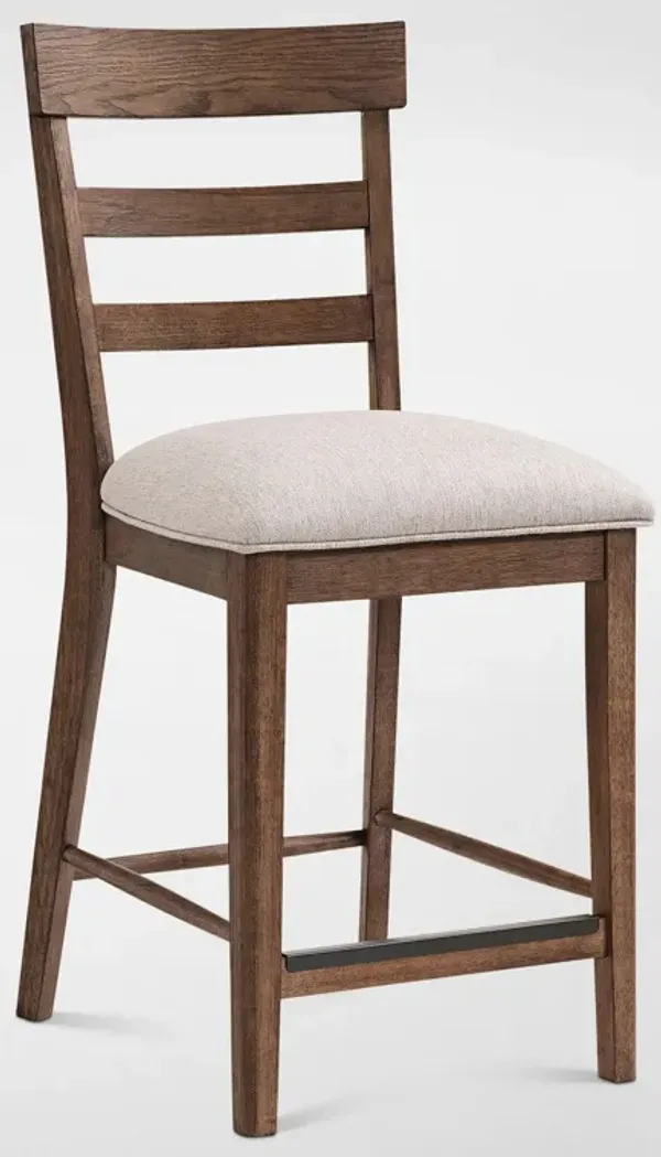 Hayward Solid Wood Ladder-Back Counter-Height Stool - Brown