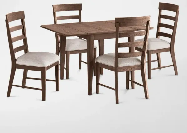 Hayward Solid Wood Small Extendable Dining Table & 4 Ladder-Back Chairs - Brown