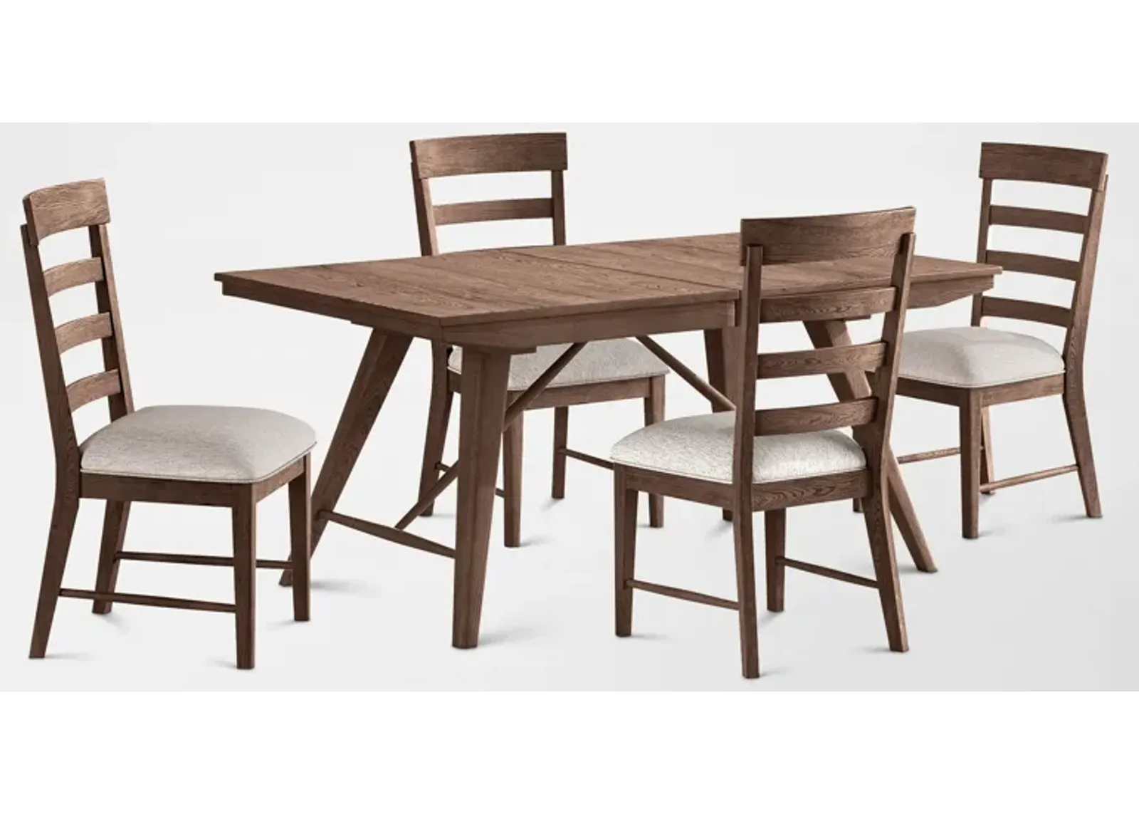 Hayward Large Extendable Dining Table & 4 Ladder-Back Chairs - Brown