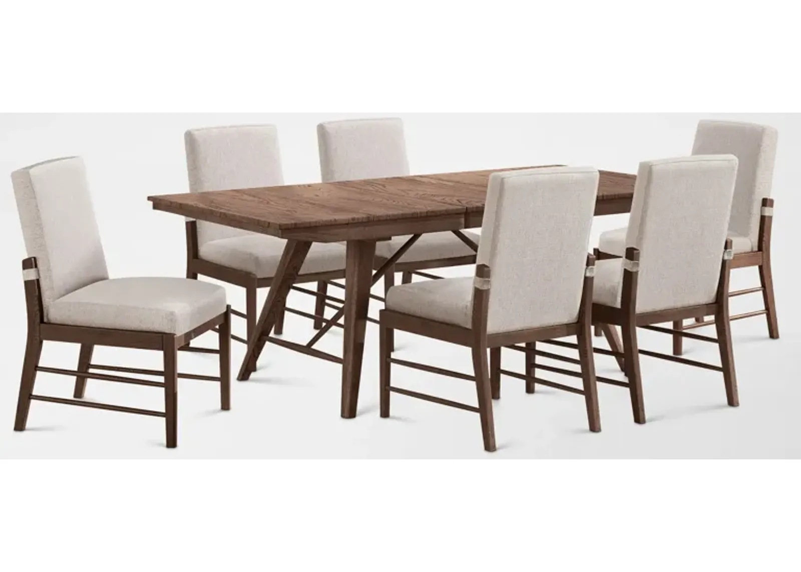 Hayward Large Extendable Dining Table & 6 Upholstered Chairs - Brown