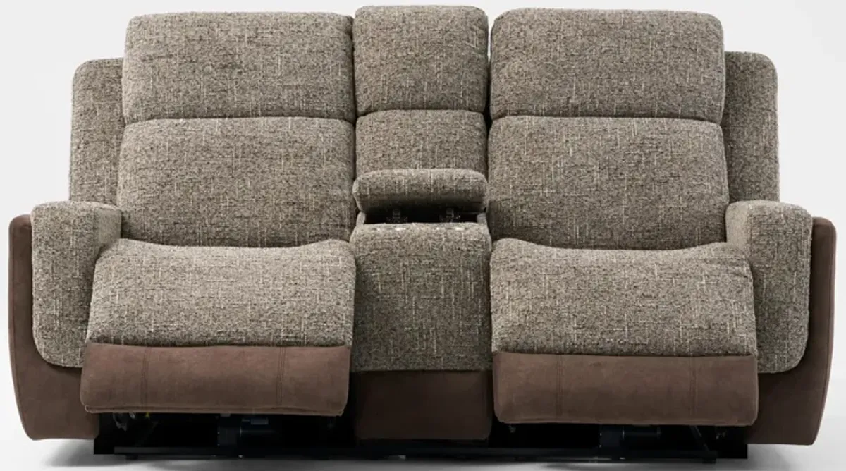 Desmond Manual Reclining Sofa, Loveseat with Console and Recliner Set