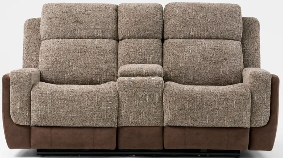 Desmond Manual Reclining Sofa, Loveseat with Console and Recliner Set