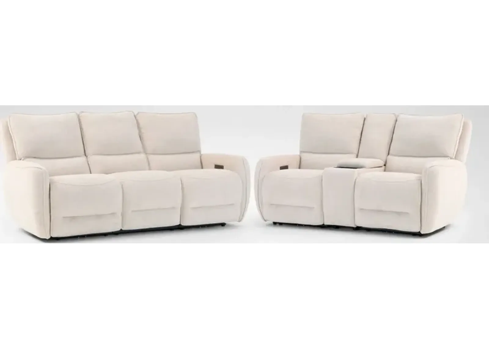 Wayne Dual-Power Reclining Sofa and Loveseat with Console Set