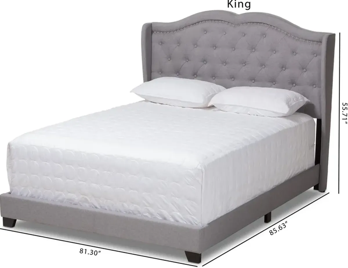 Kallie King Upholstered Bed - Gray