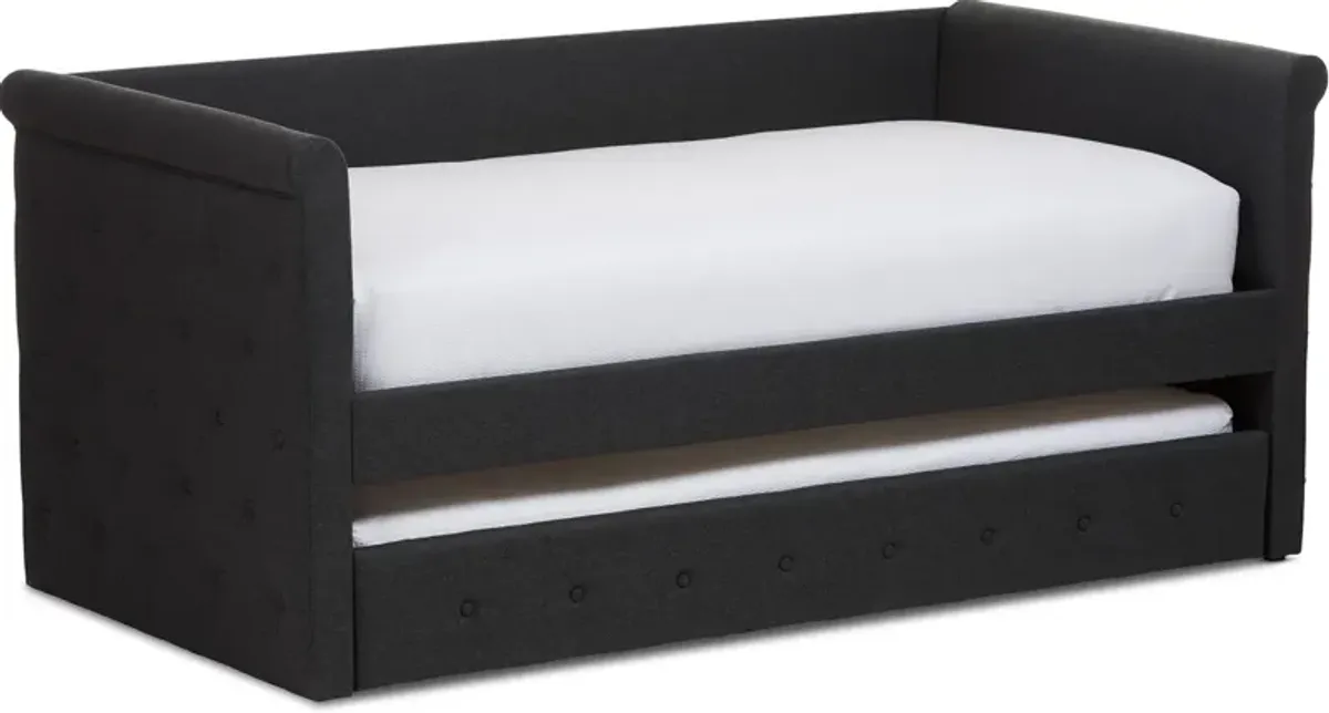 Azora Twin Upholstered Daybed with Trundle - Dark Gray