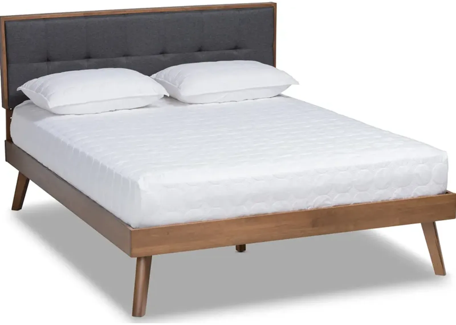 Charmaine Full Upholstered Platform Bed - Dark Gray/Walnut