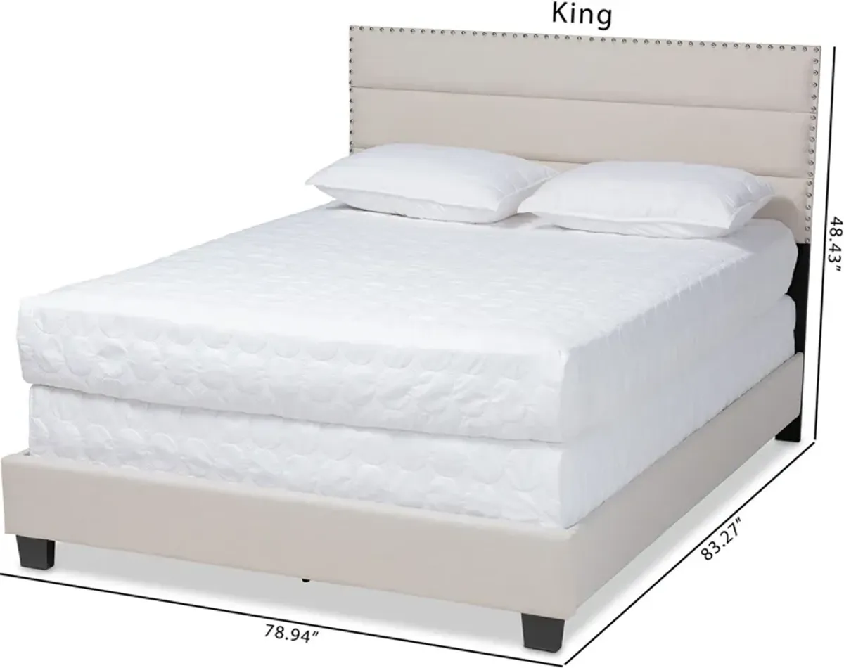 Carmen King Upholstered Bed - Beige/Black