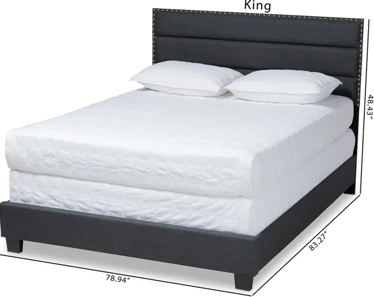 Carmen King Upholstered Bed - Dark Gray/Black