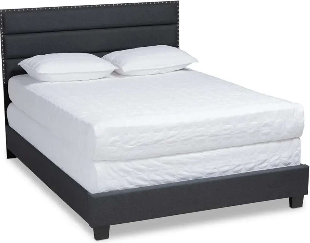 Carmen King Upholstered Bed - Dark Gray/Black