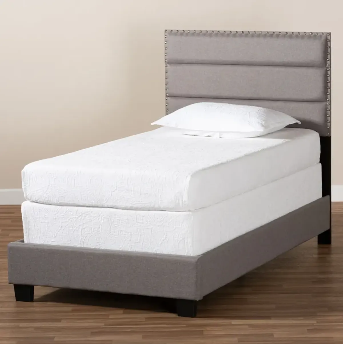 Carmen Twin Upholstered Bed - Gray/Black