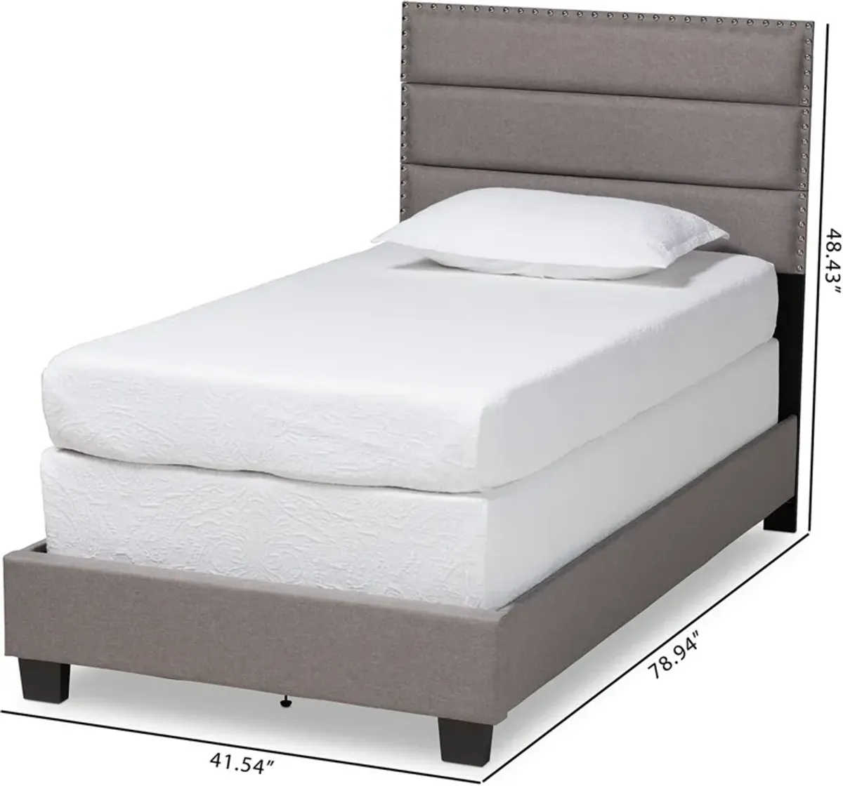 Carmen Twin Upholstered Bed - Gray/Black