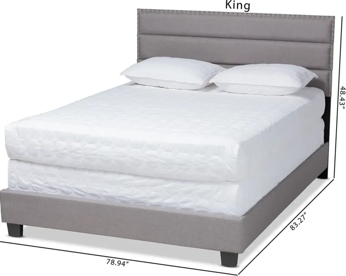 Carmen King Upholstered Bed - Gray/Black