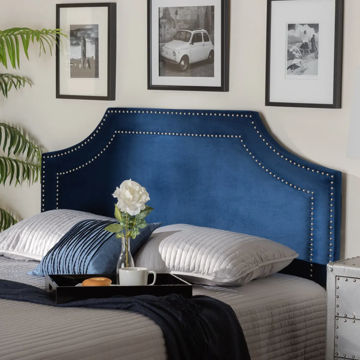 Louie Full Upholstered Headboard - Navy Blue