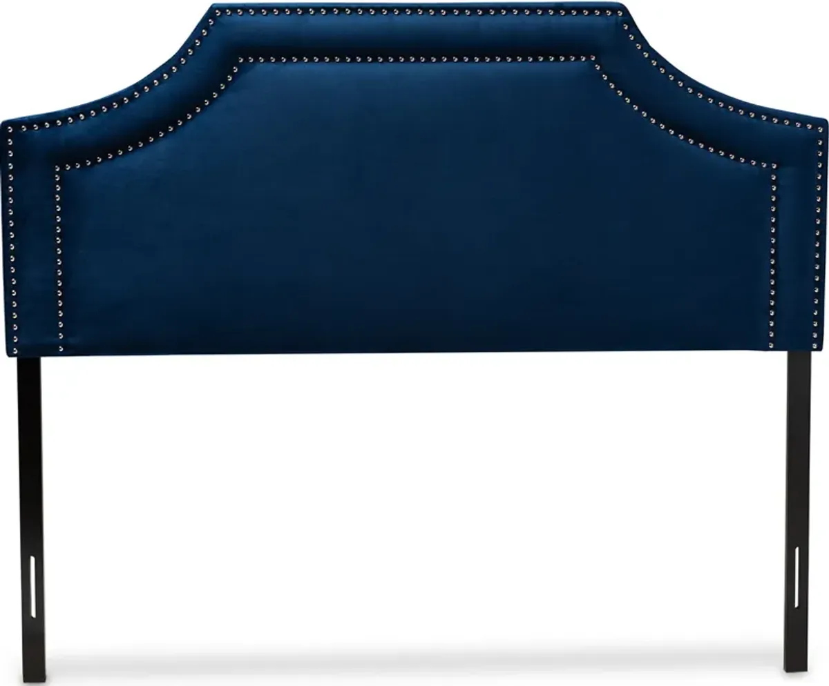 Louie Queen Upholstered Headboard - Navy Blue