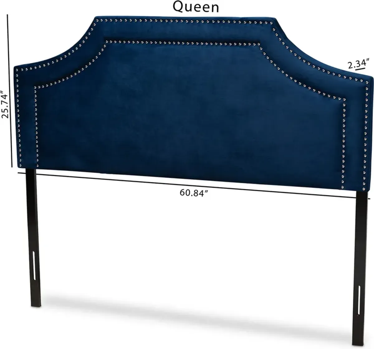 Louie Queen Upholstered Headboard - Navy Blue