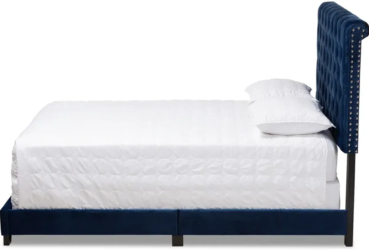 Noen Full Upholstered Bed - Navy Blue