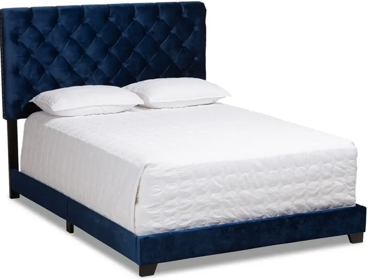 Noen Full Upholstered Bed - Navy Blue