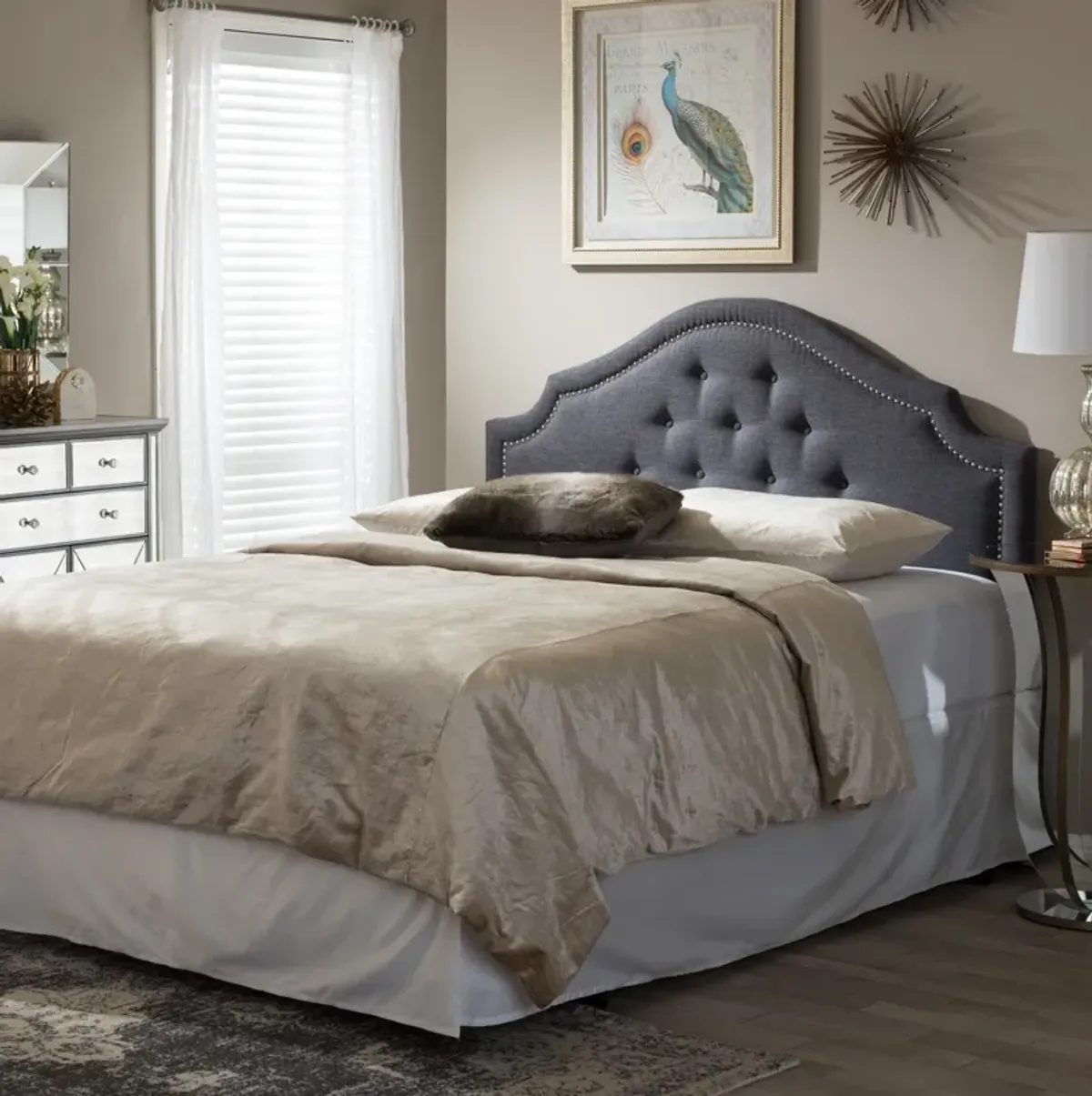 Bello Queen Upholstered Headboard - Dark Gray