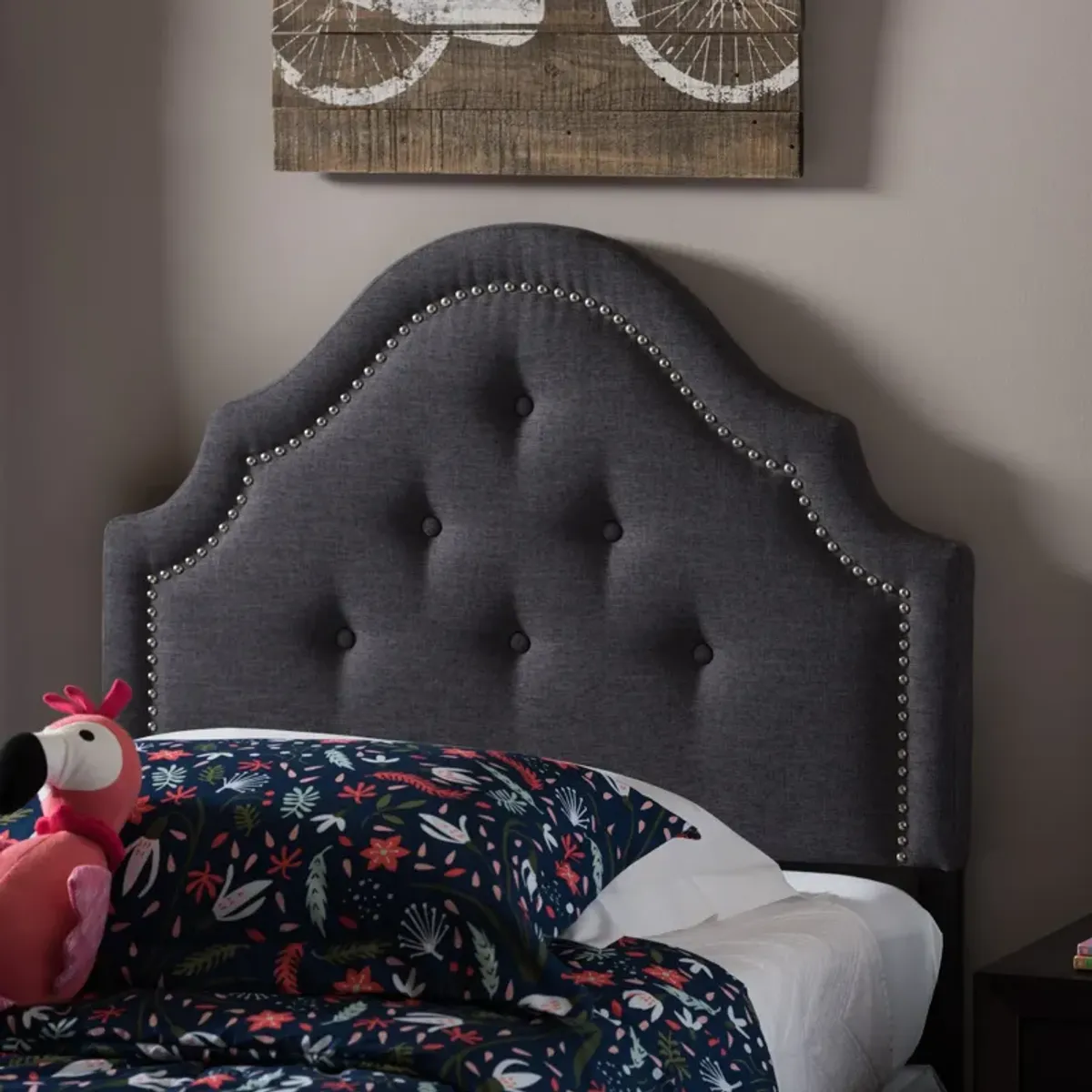 Bello Twin Upholstered Headboard - Dark Gray