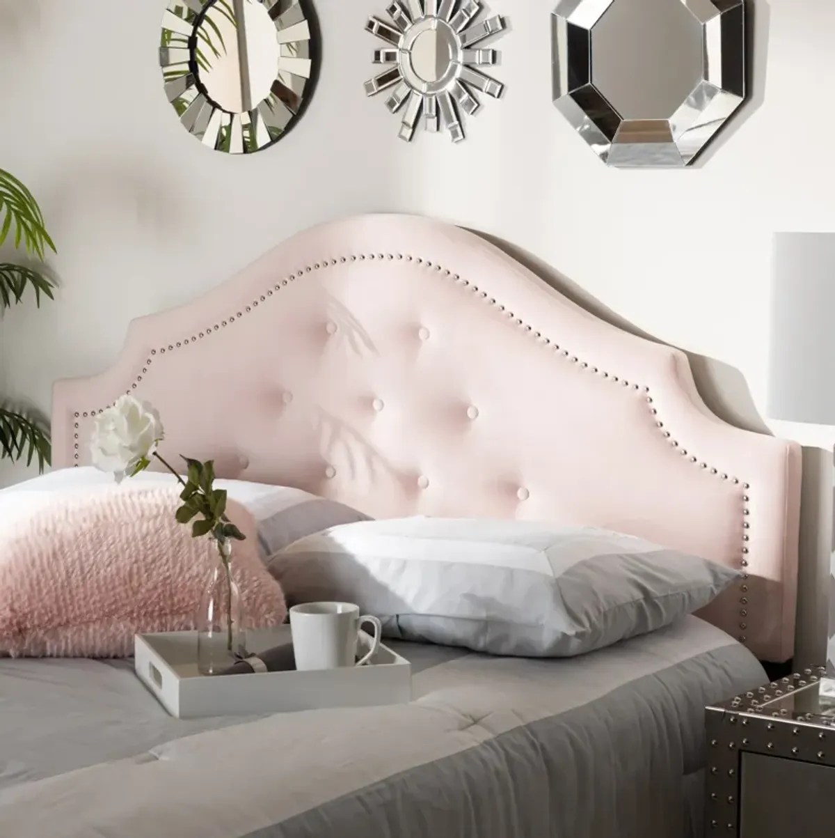 Bello Queen Upholstered Headboard - Light Pink