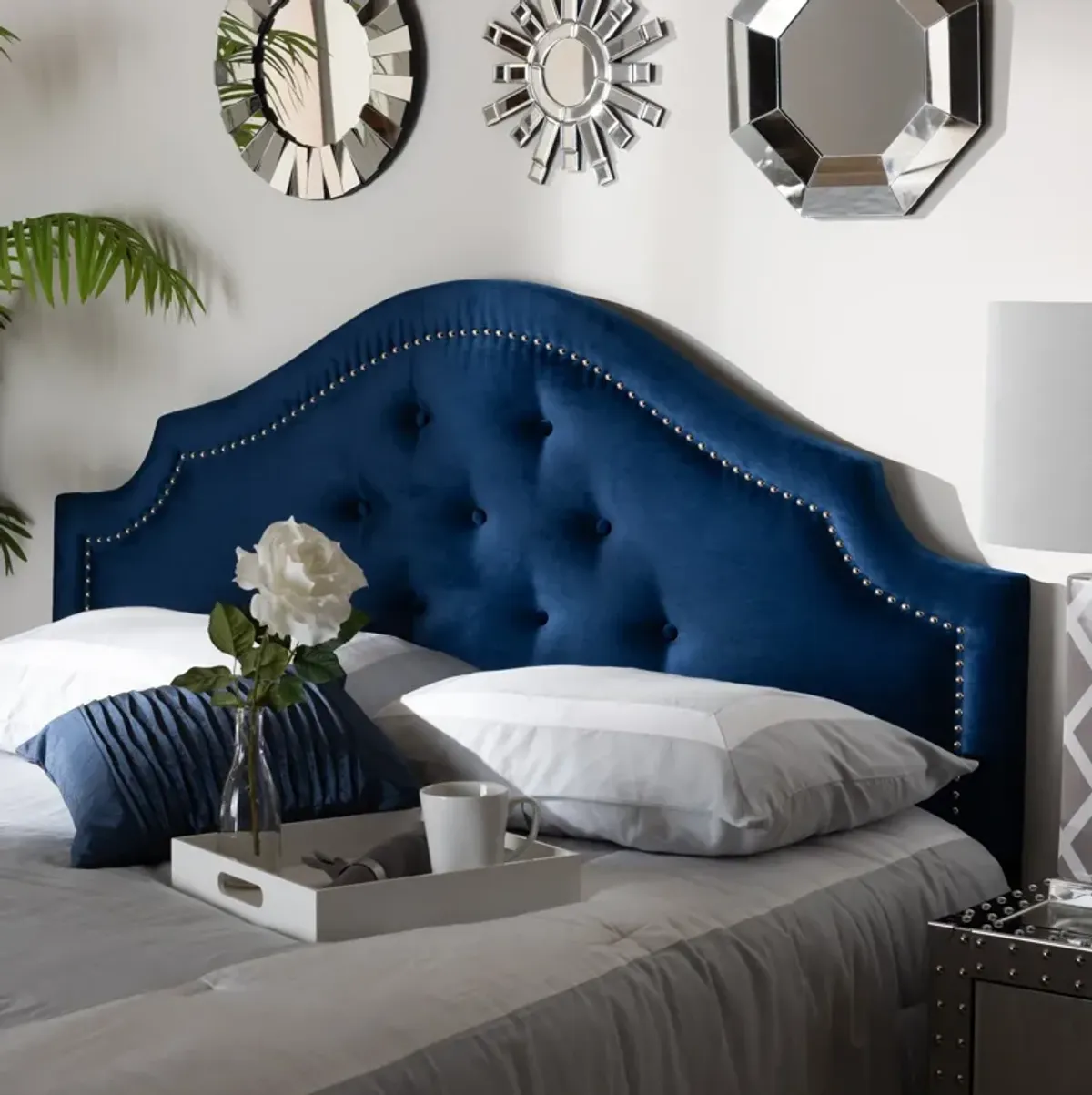 Bello Queen Upholstered Headboard - Royal Blue