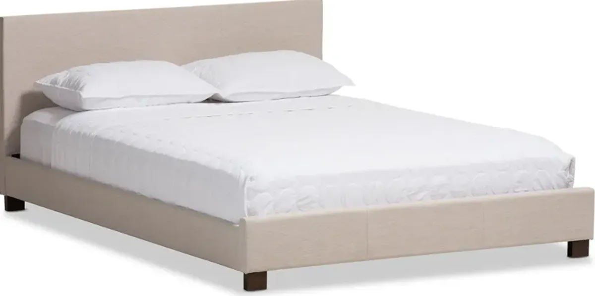 Jody Queen Upholstered Platform Bed - Beige