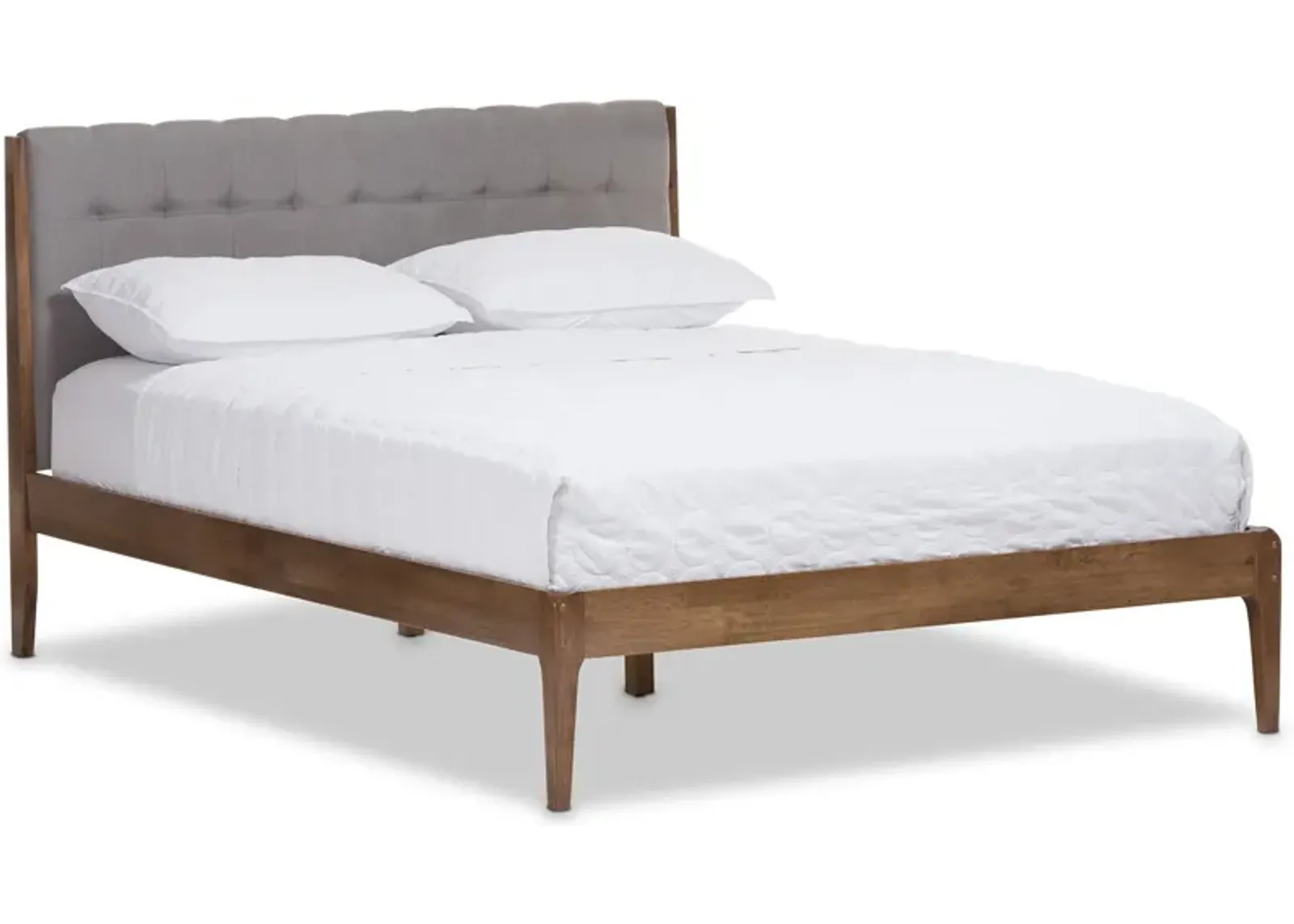 Zarina King Upholstered Platform Bed - Gray/Walnut Brown