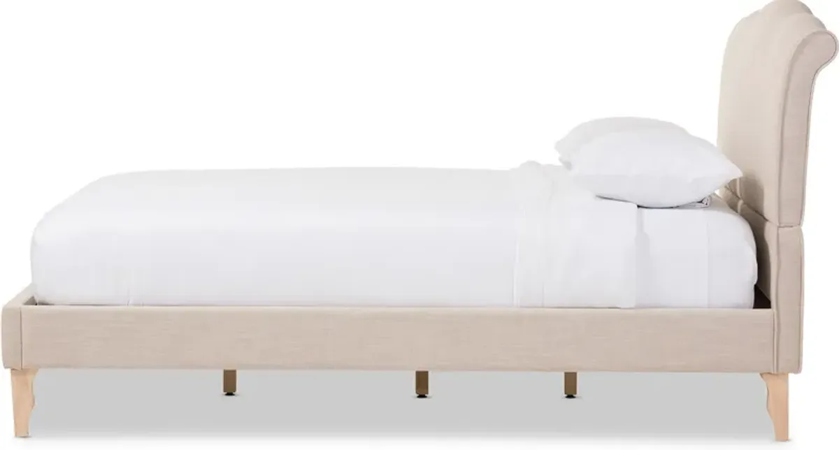 Adara King Platform Upholstered Bed - Beige