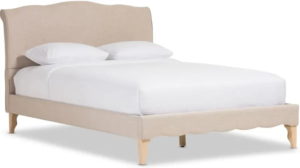 Adara King Platform Upholstered Bed - Beige