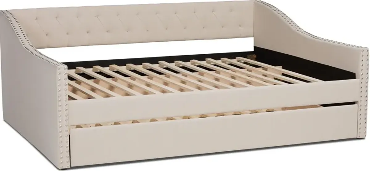 Taite Full Upholstered Daybed with Trundle - Beige