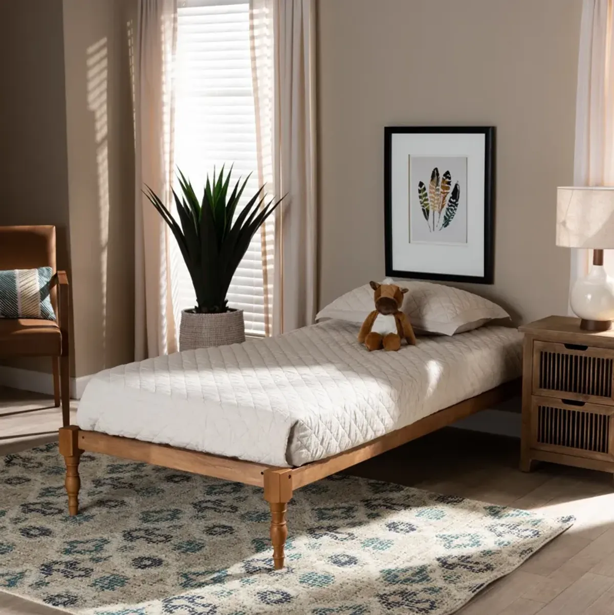 Piera Twin Platform Bed Frame - Ash Walnut