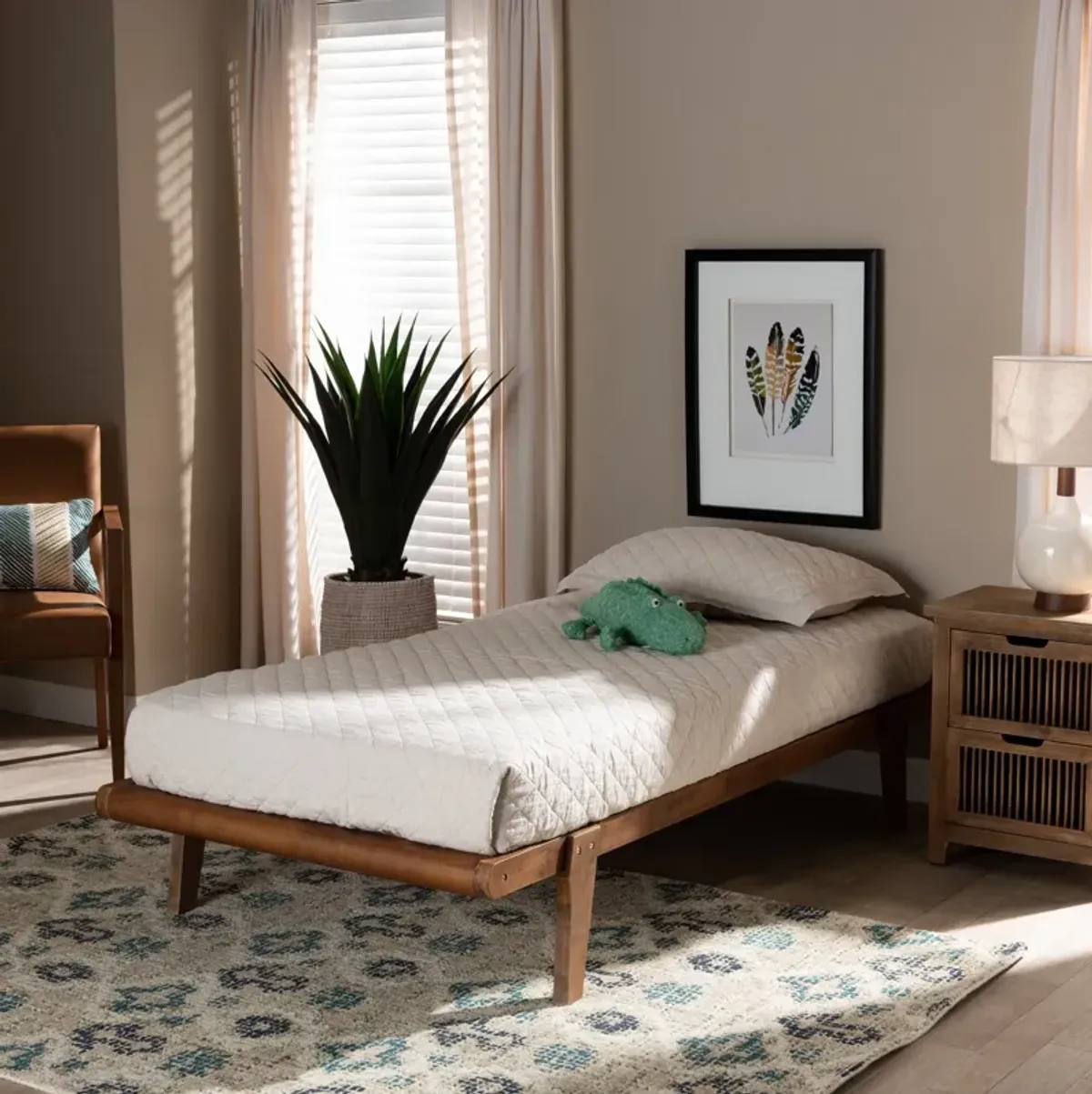 Laurenne Twin Platform Bed Frame - Ash Walnut