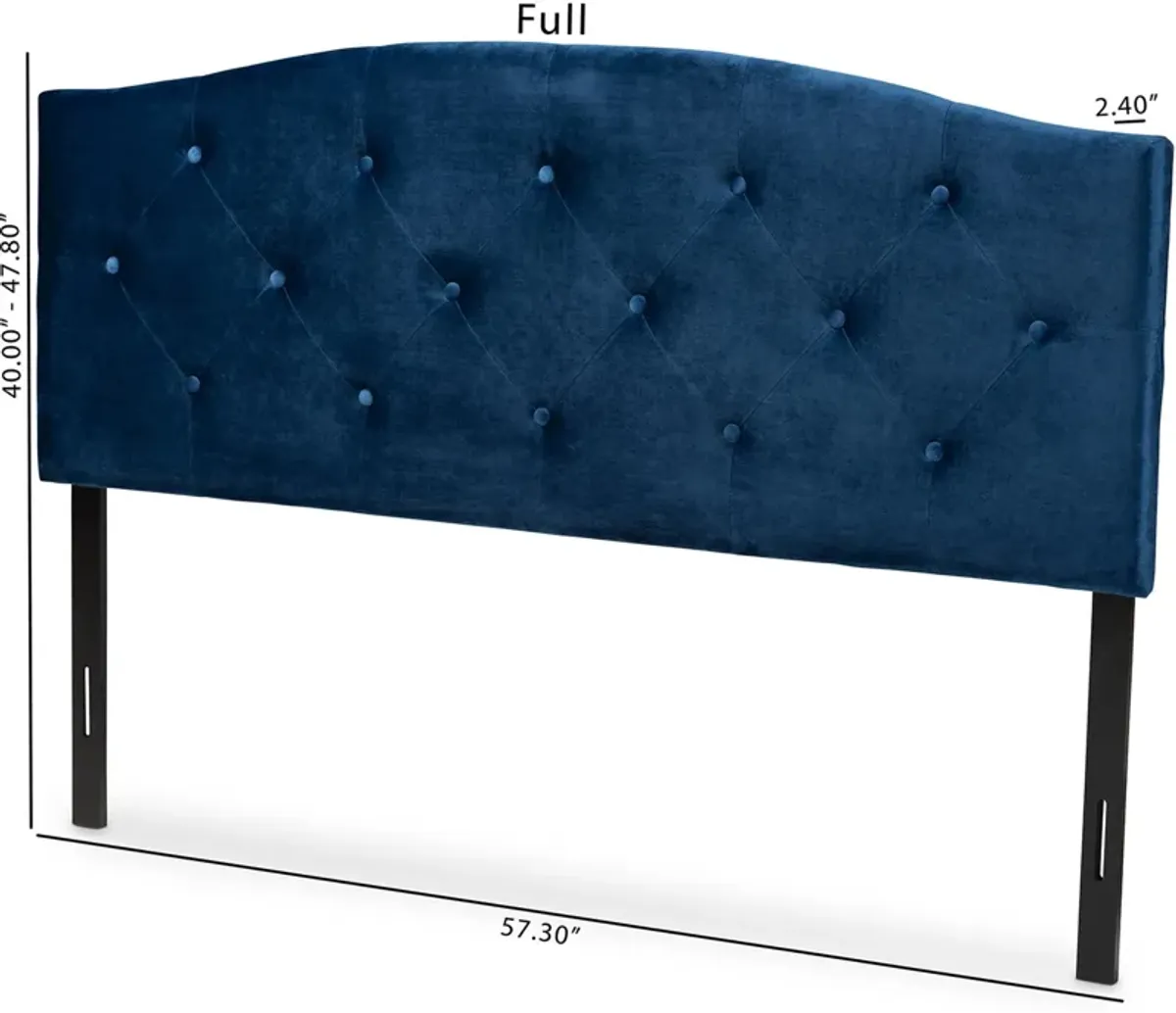 Bora Full Headboard - Navy Blue/Dark Brown