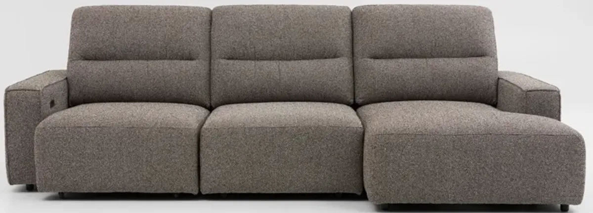 Morena 3-Piece Extendable Sectional with Right-Facing Chaise - Brown