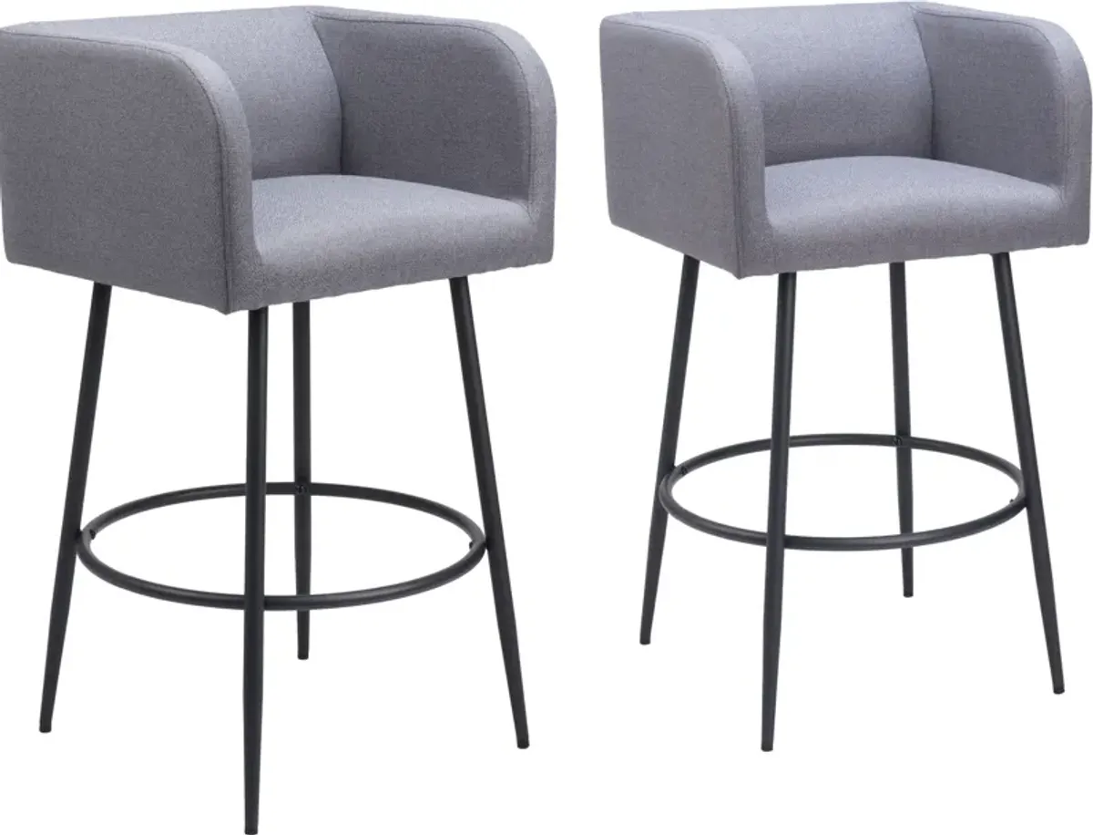 Keppel Set of 2 Bar Stools - Gray