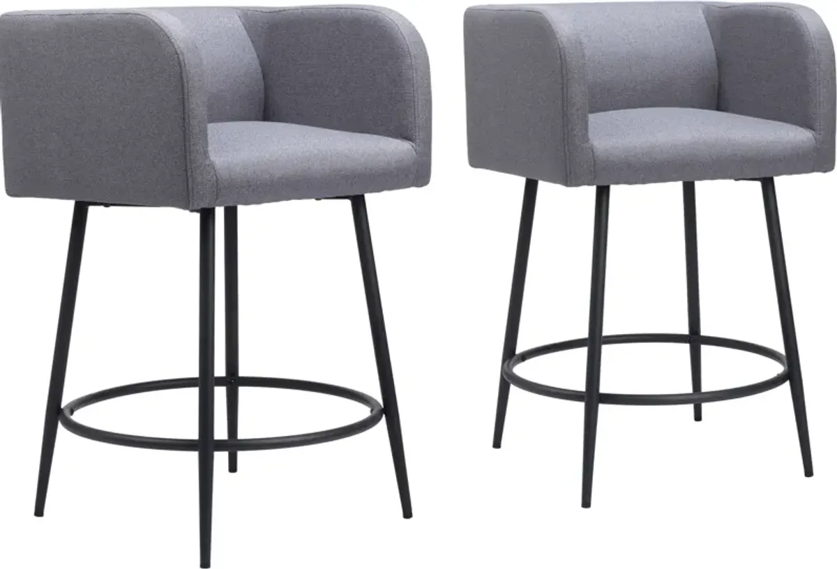 Keppel Set of 2 Counter-Height Stools - Gray