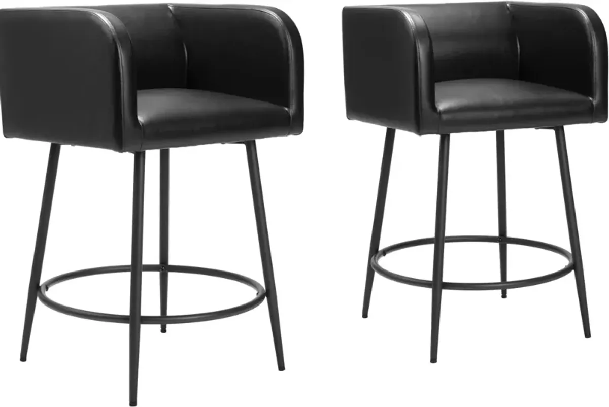 Keppel Set of 2 Counter-Height Stools - Black