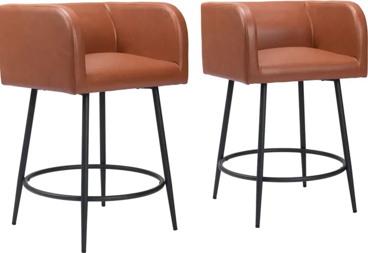 Keppel Set of 2 Counter-Height Stools - Brown