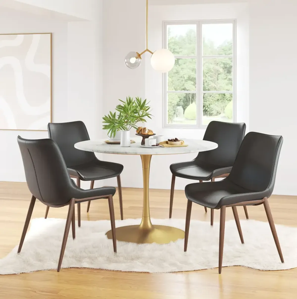 Millie Set of 2 Dining Chairs - Black/Walnut