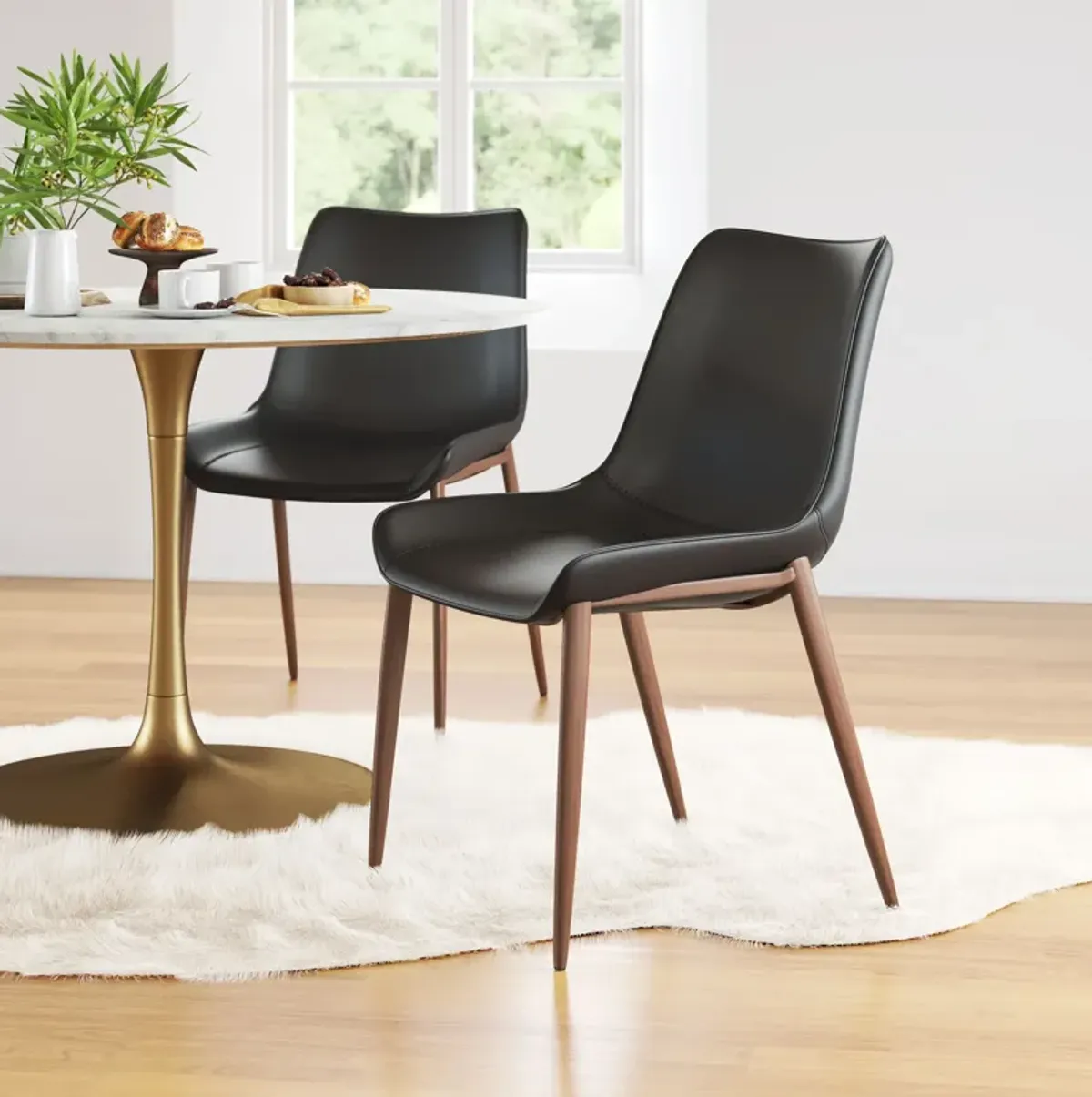 Millie Set of 2 Dining Chairs - Black/Walnut