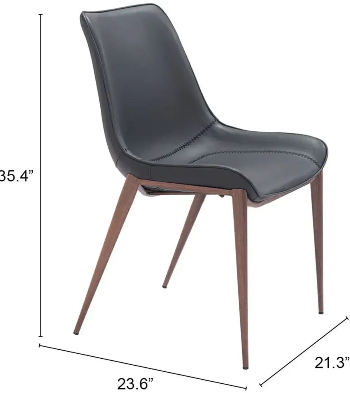 Millie Set of 2 Dining Chairs - Black/Walnut