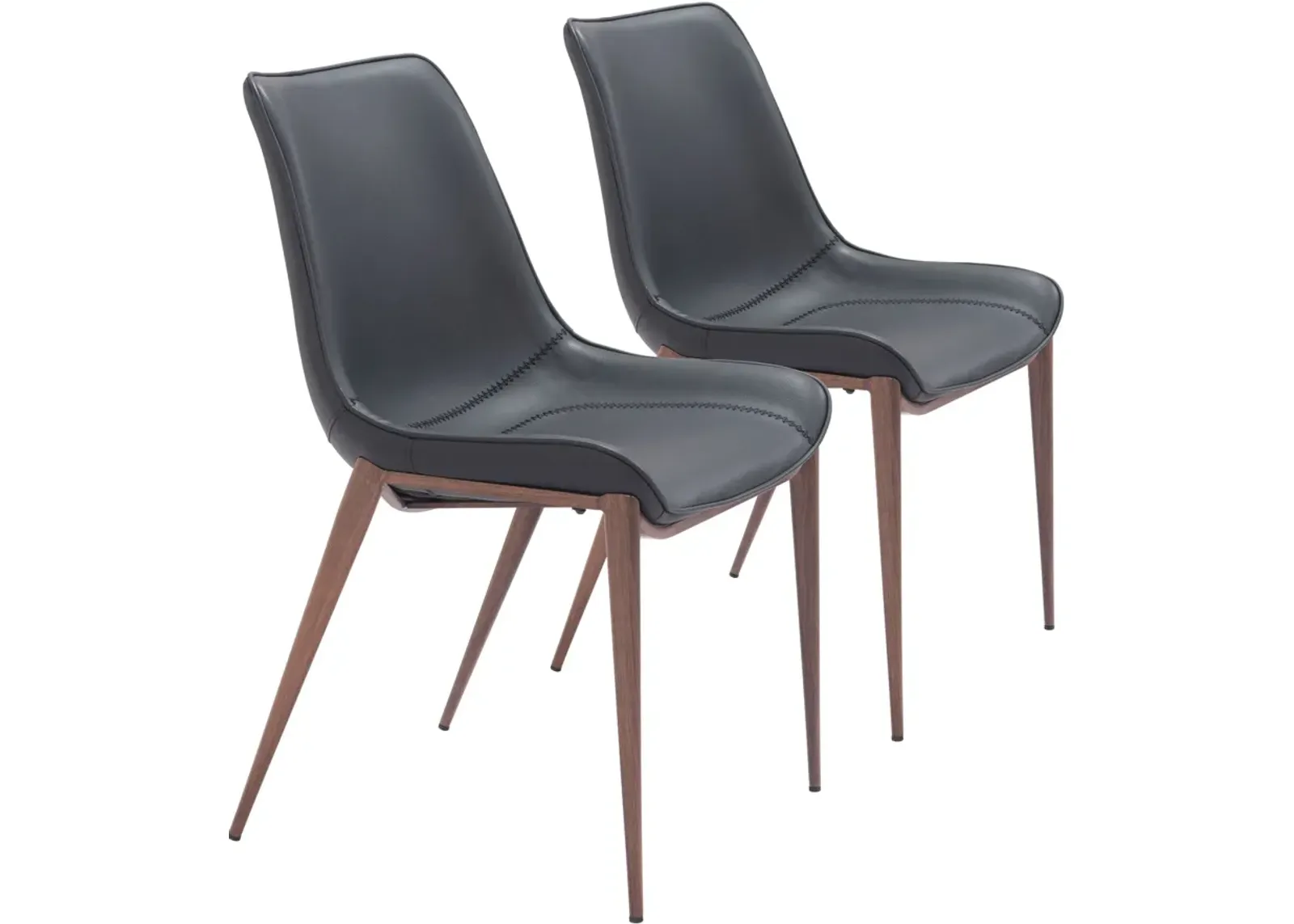 Millie Set of 2 Dining Chairs - Black/Walnut