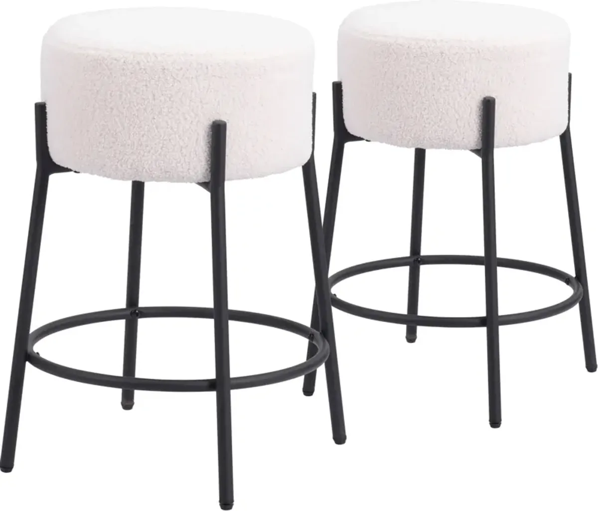 Luanda Set of 2 Counter-Height Stools - Ivory