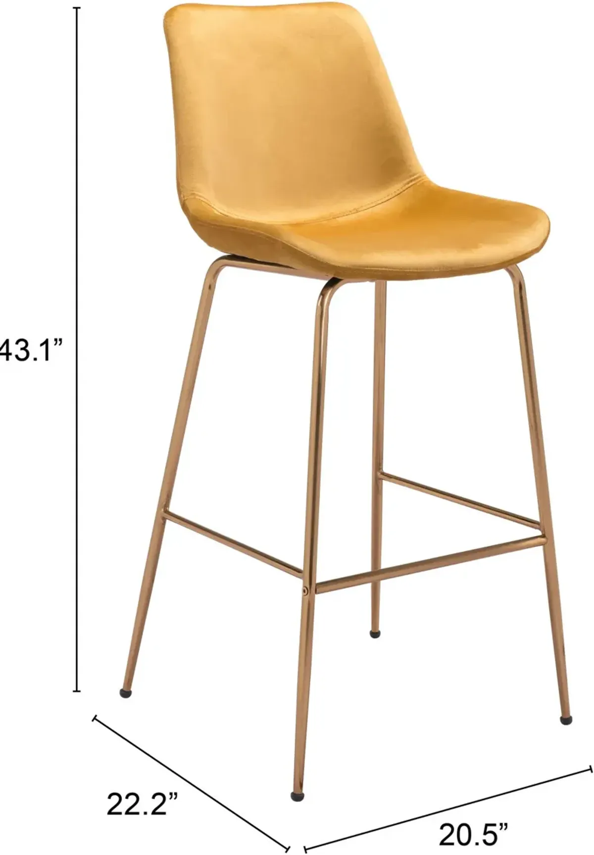 David Bar Stool - Yellow/Gold