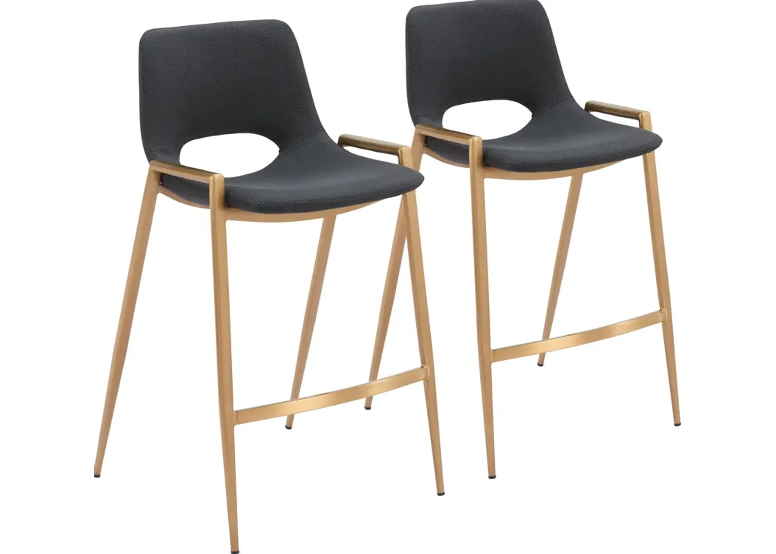 Emerson Set of 2 Counter-Height Stools - Black/Gold