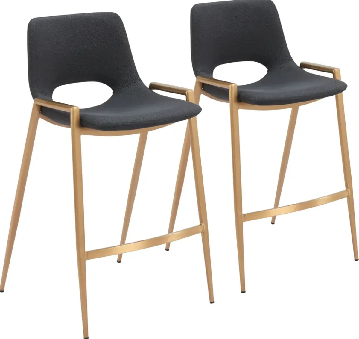 Emerson Set of 2 Counter-Height Stools - Black/Gold