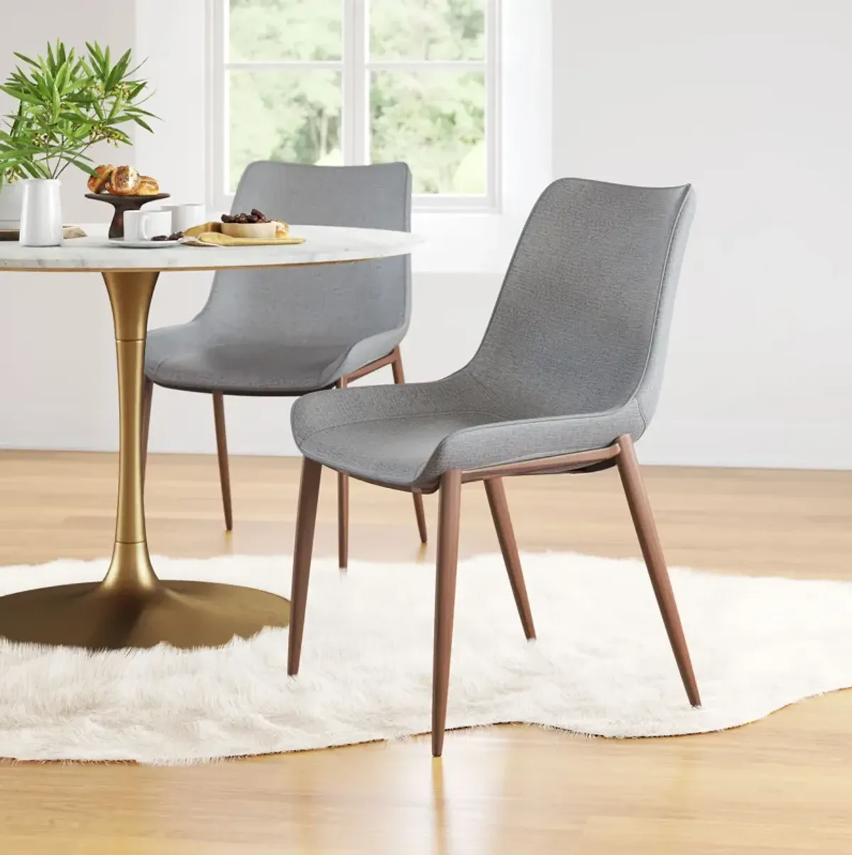 Millie Set of 2 Dining Chairs - Gray/Walnut