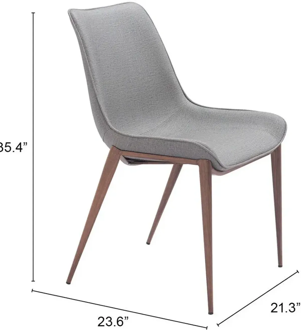 Millie Set of 2 Dining Chairs - Gray/Walnut