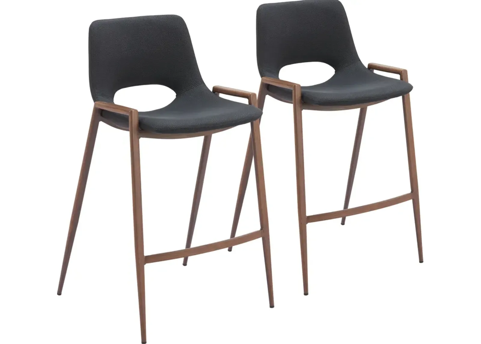 Emerson Set of 2 Counter-Height Stools - Black/Walnut