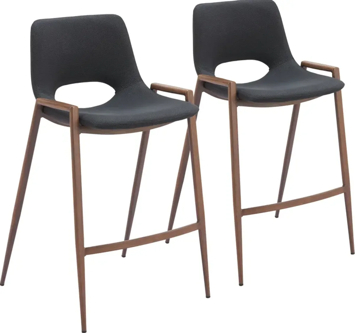 Emerson Set of 2 Counter-Height Stools - Black/Walnut